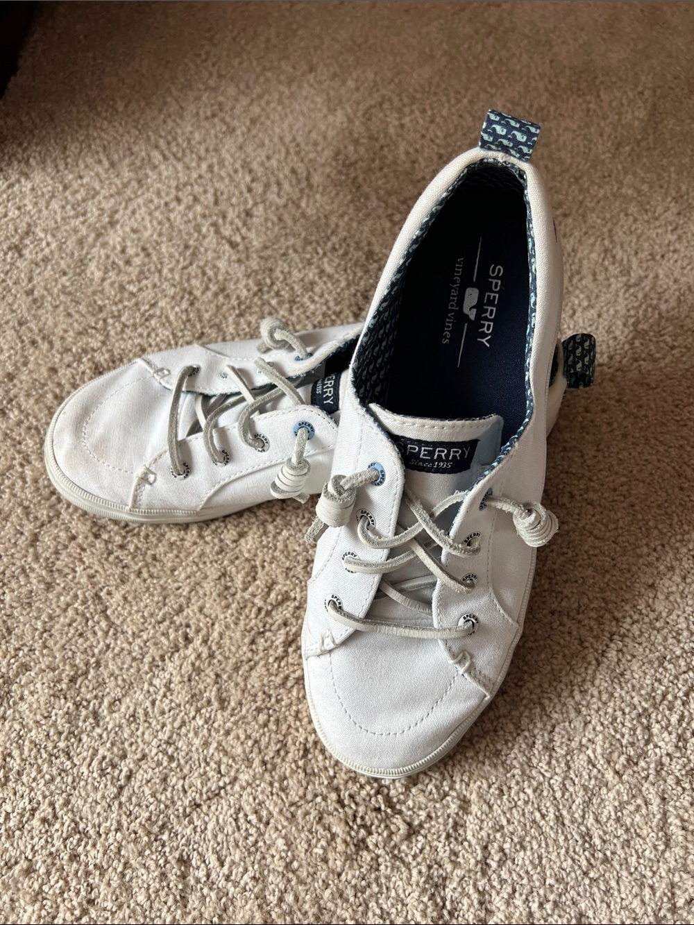 Sperry / vineyard vines White Canvas Low-Top Sneakers with Navy Lining